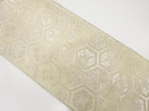 アンティーク　ヱ霞に花亀甲模様織り出し袋帯(着用可)